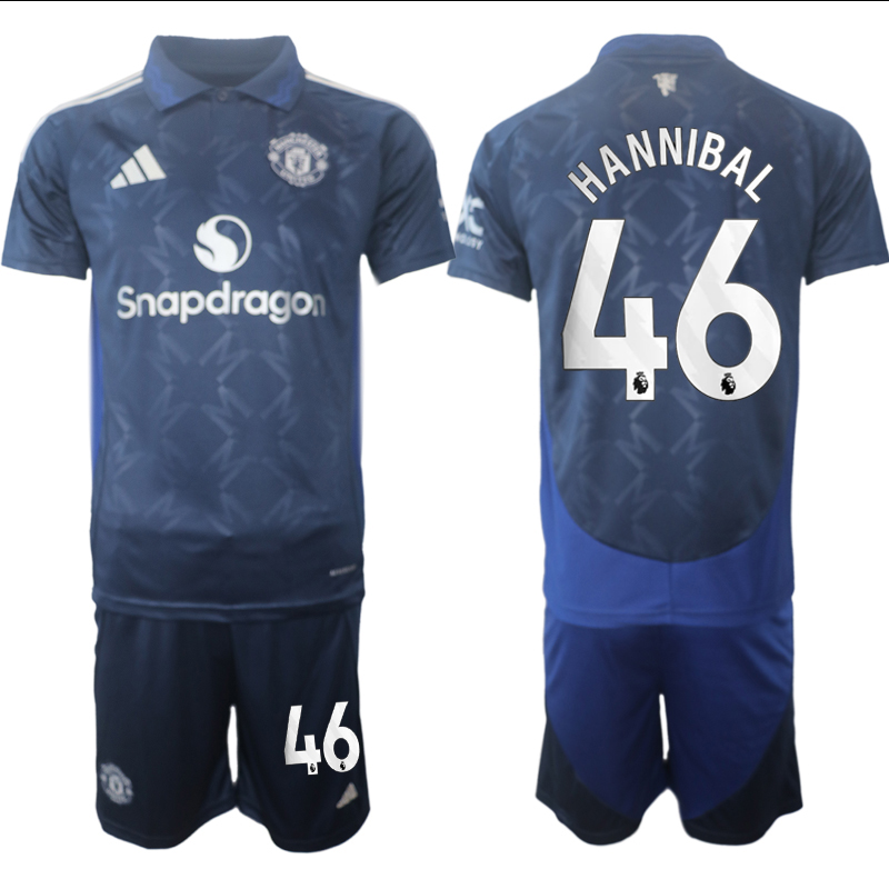 Men 2024-2025 Club Manchester United away blue #46 Soccer Jersey